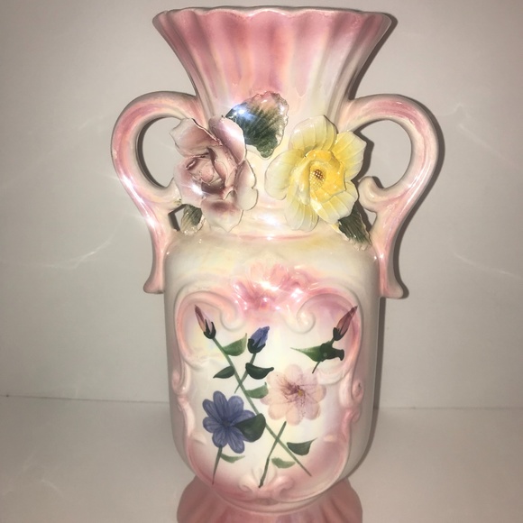Vintage Large Capo Di Monte Style Taiwanese Made Vase